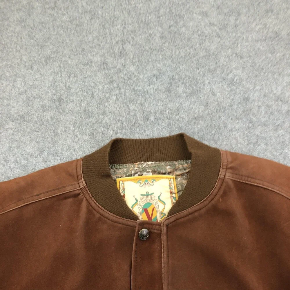 Suede Jacket Mens Medium Brown Bomber Full Zip Lined Made In Italy Paisley